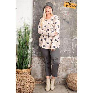 Plus Size Star Printed  Loose Fit Top